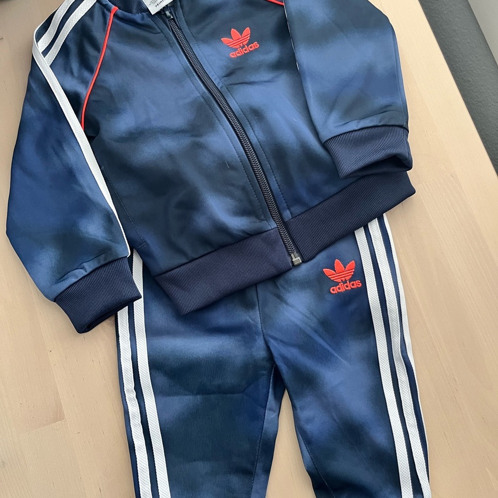 Adidas Blue Tracksuit with Red Accents